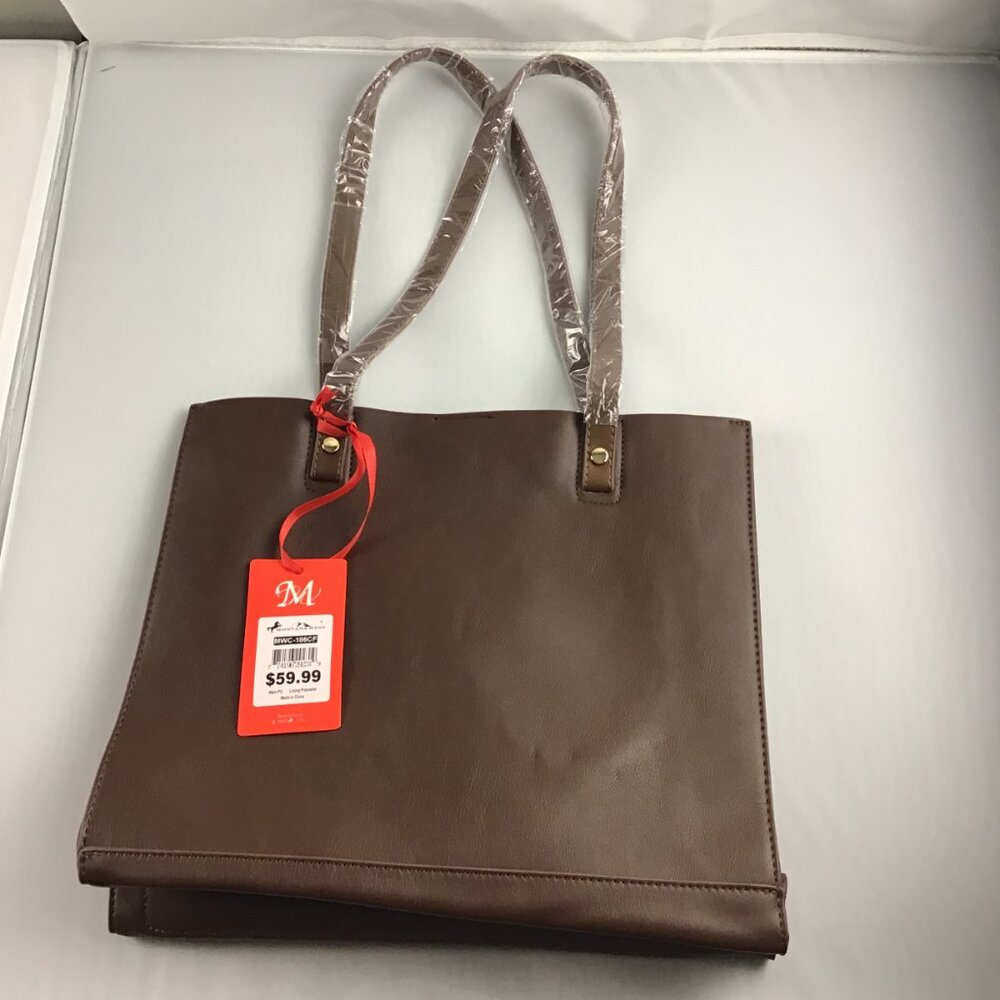 Montana West Satchel Vegan Leather Handbag (Large Size) Brown